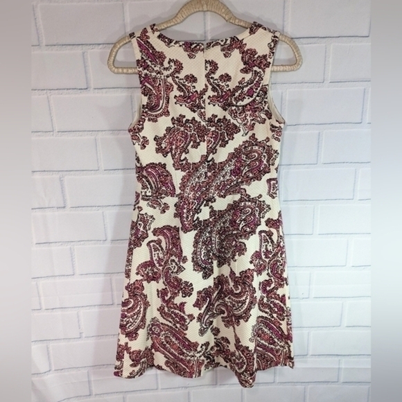 Limited White/Pink Paisley Textured  A-Line Dress - Picture 2 of 6